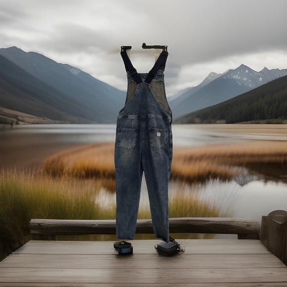 Ripton & Co Overalls Womens Medium Blue Stretch Denim Bib Adjustable Workwear - Picture 1 of 16